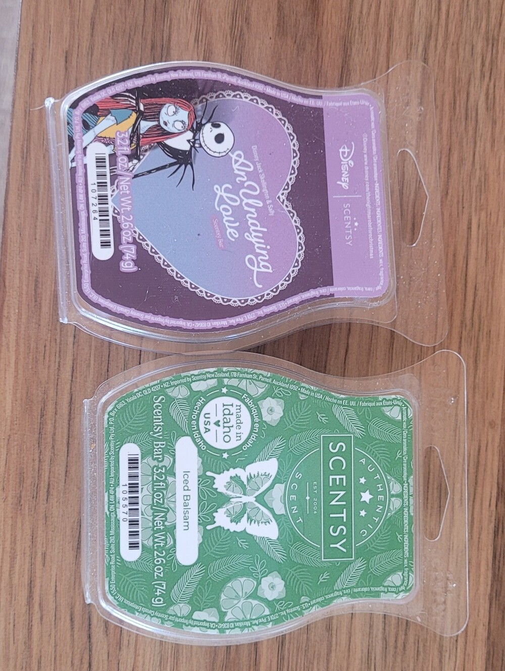Scentsy Wax Bar Pack - Purple & Green (The Undying Love + Iced Balsam)